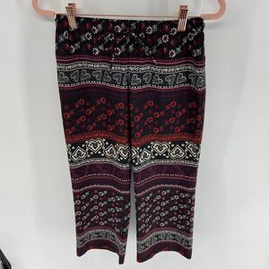 Vanilla Star Floral Boho Elastic Waist Cloth Pants Womens XS